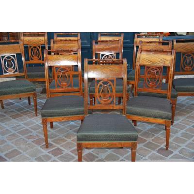 Suite  De 12 Chaises En Acajou Attribuées à Demay  époque Directoire