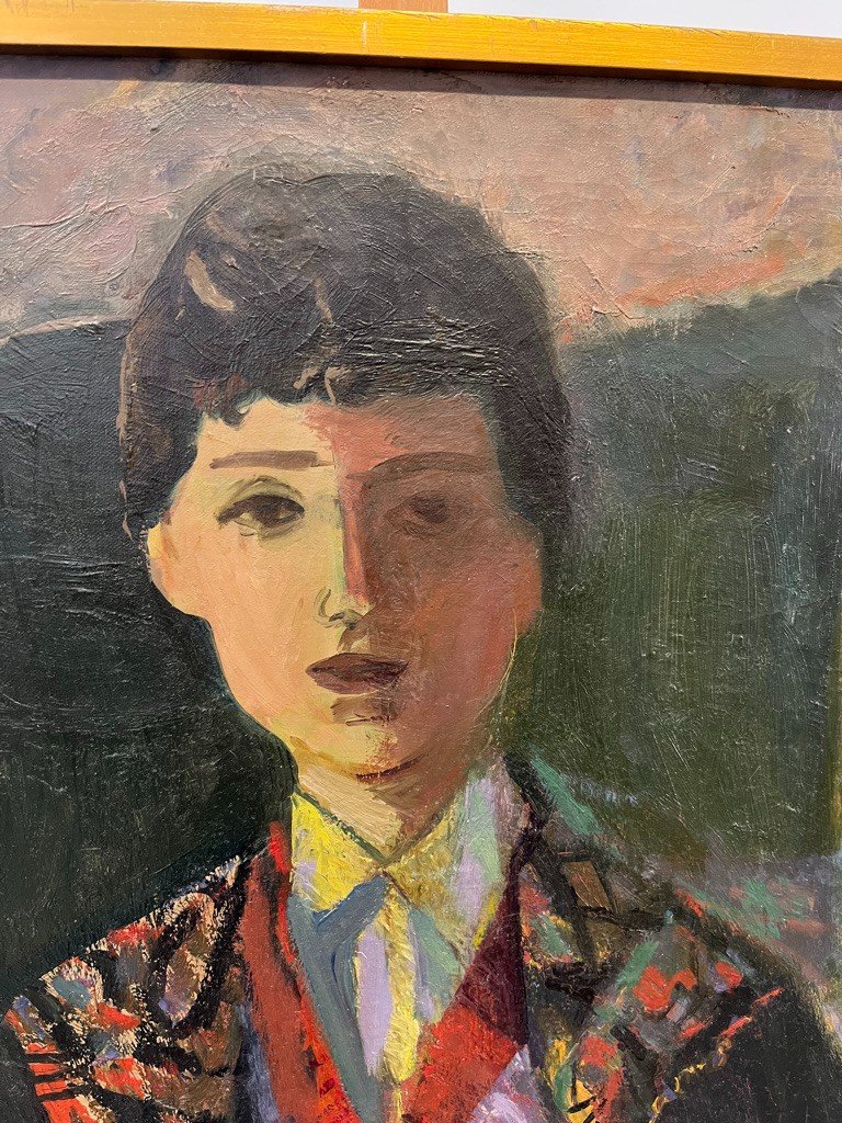 Oil On Canvas - Portrait Young Man With Shawl-photo-1