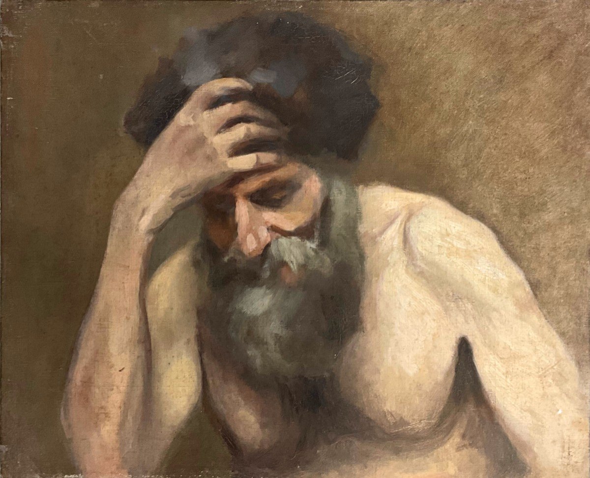 Portrait Of An Old Man, 20th Century, Oil On Canvas, 56 X 46 Cm, With Frame