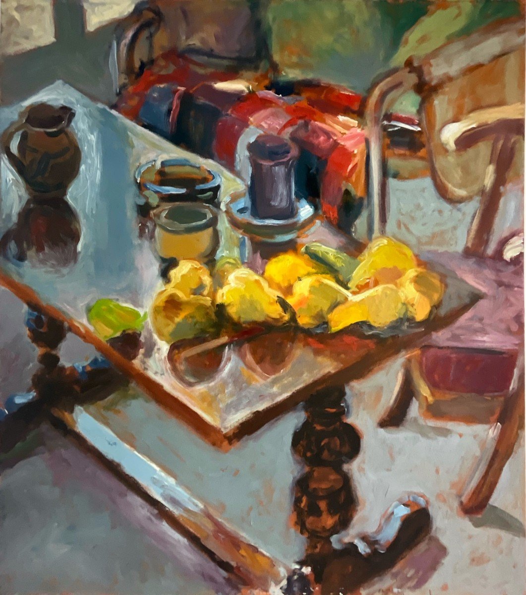 Nature Morte, XXe , Huile Sur Toile, 98 X 83 Cm, Sans Cadre 