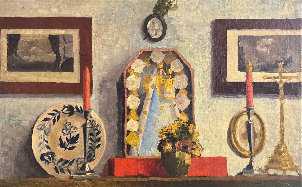 The Madonna, 20th Century, Oil On Canvas, 49 X 80 Cm, Unframed