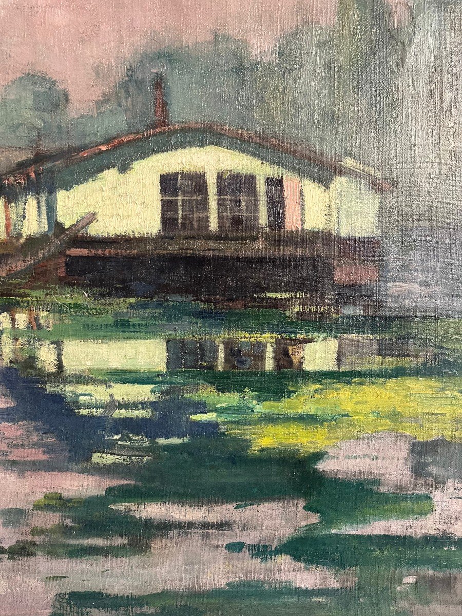Riverside Landscape, 20th Century, Unsigned, Oil On Canvas, 81x65cm, Unframed-photo-4