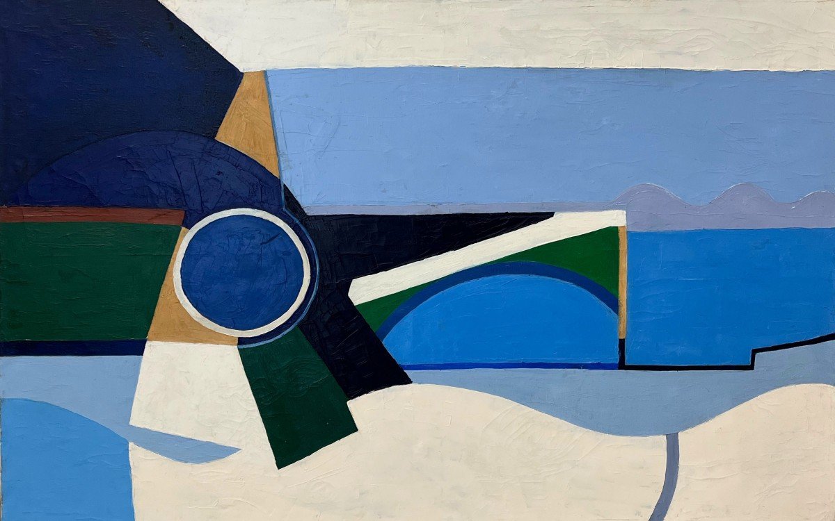 Abstract Composition, Unsigned, 20th Century, Oil On Canvas, 130x81cm, Unframed