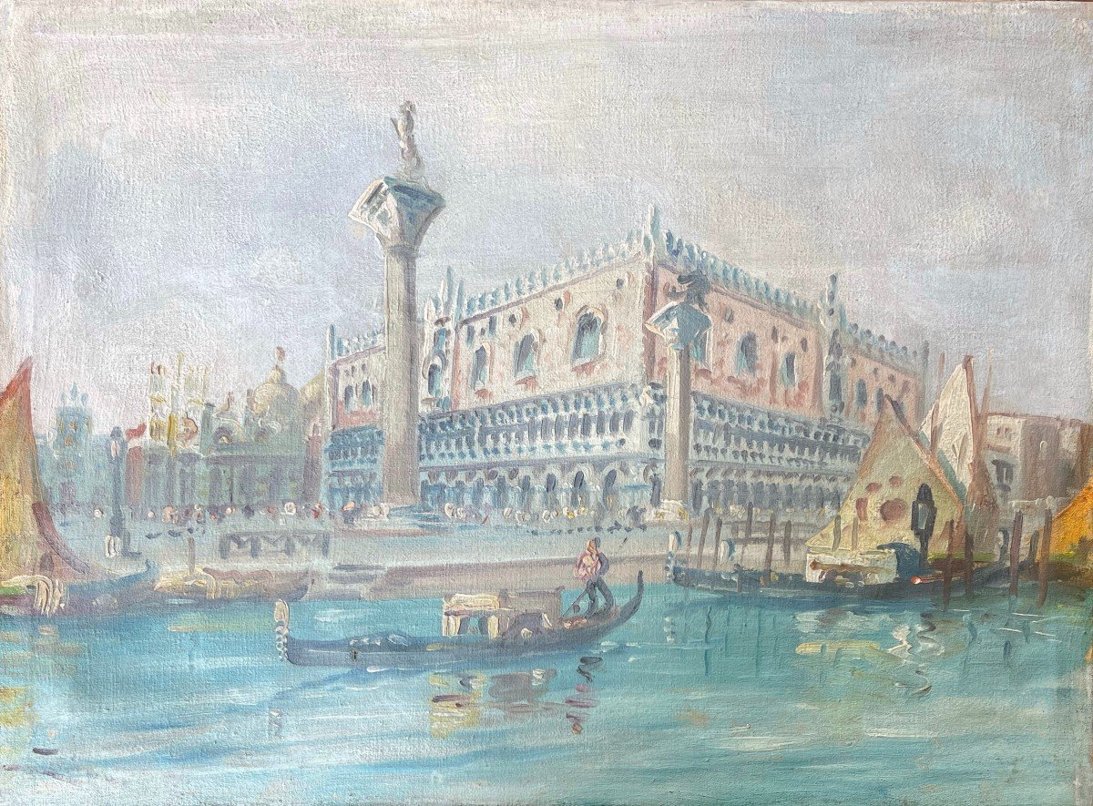 View Of Venice, 20th Century, Unsigned, Oil On Canvas, 38.5x28.5cm, Unframed