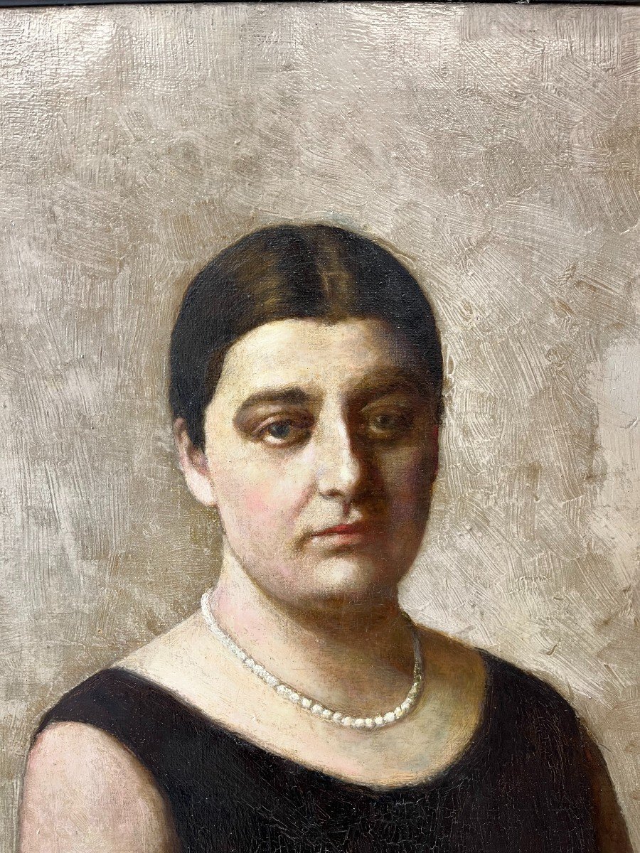 Large Portrait Of A Woman, Oil On Canvas, Signed A.ramon, 1935, 111 X 152 Cm, With Frame -photo-2