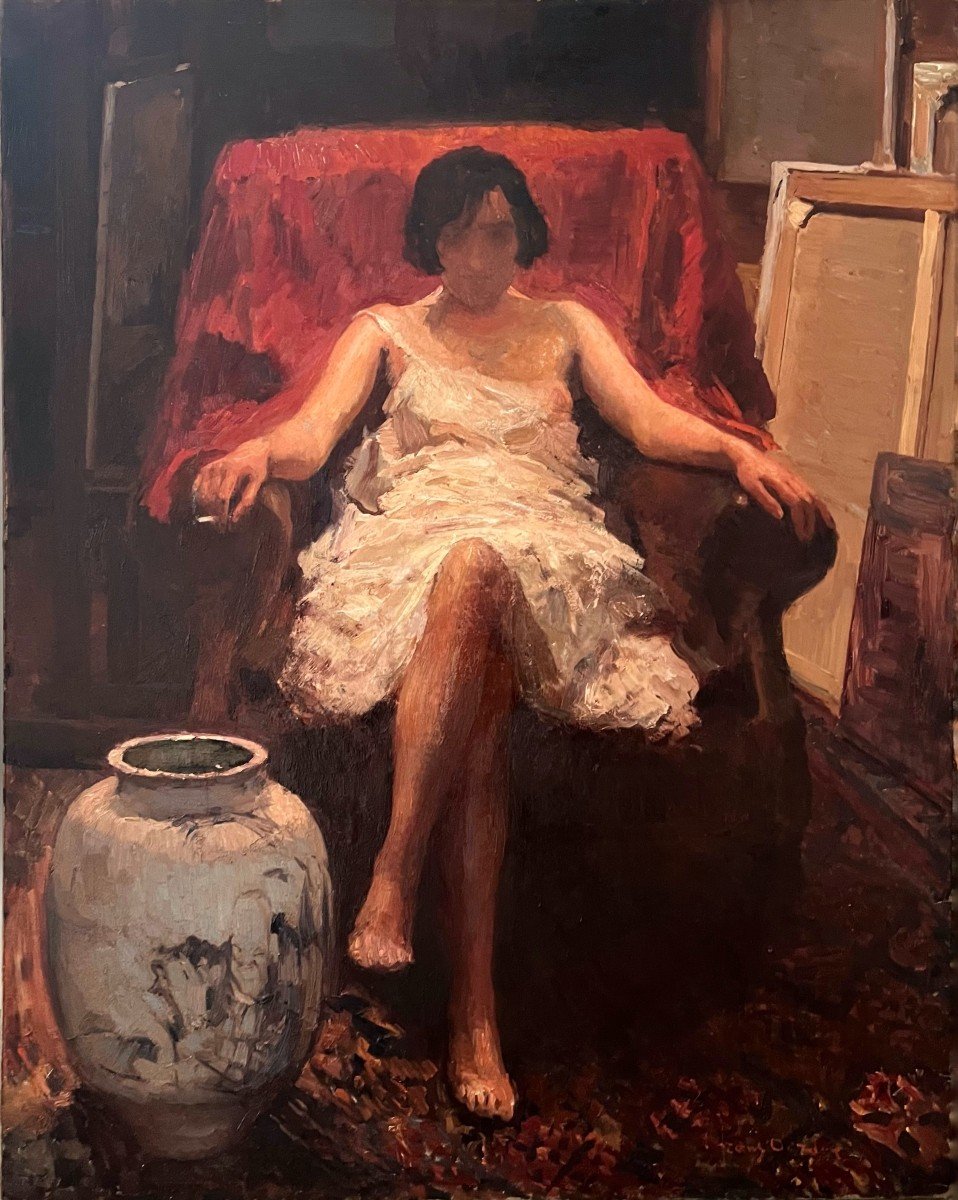 Portrait De Femme à La Cigarette, Frans David Oerder, XIXe, Huile Sur Toile, 80 X 100 Cm, Signé