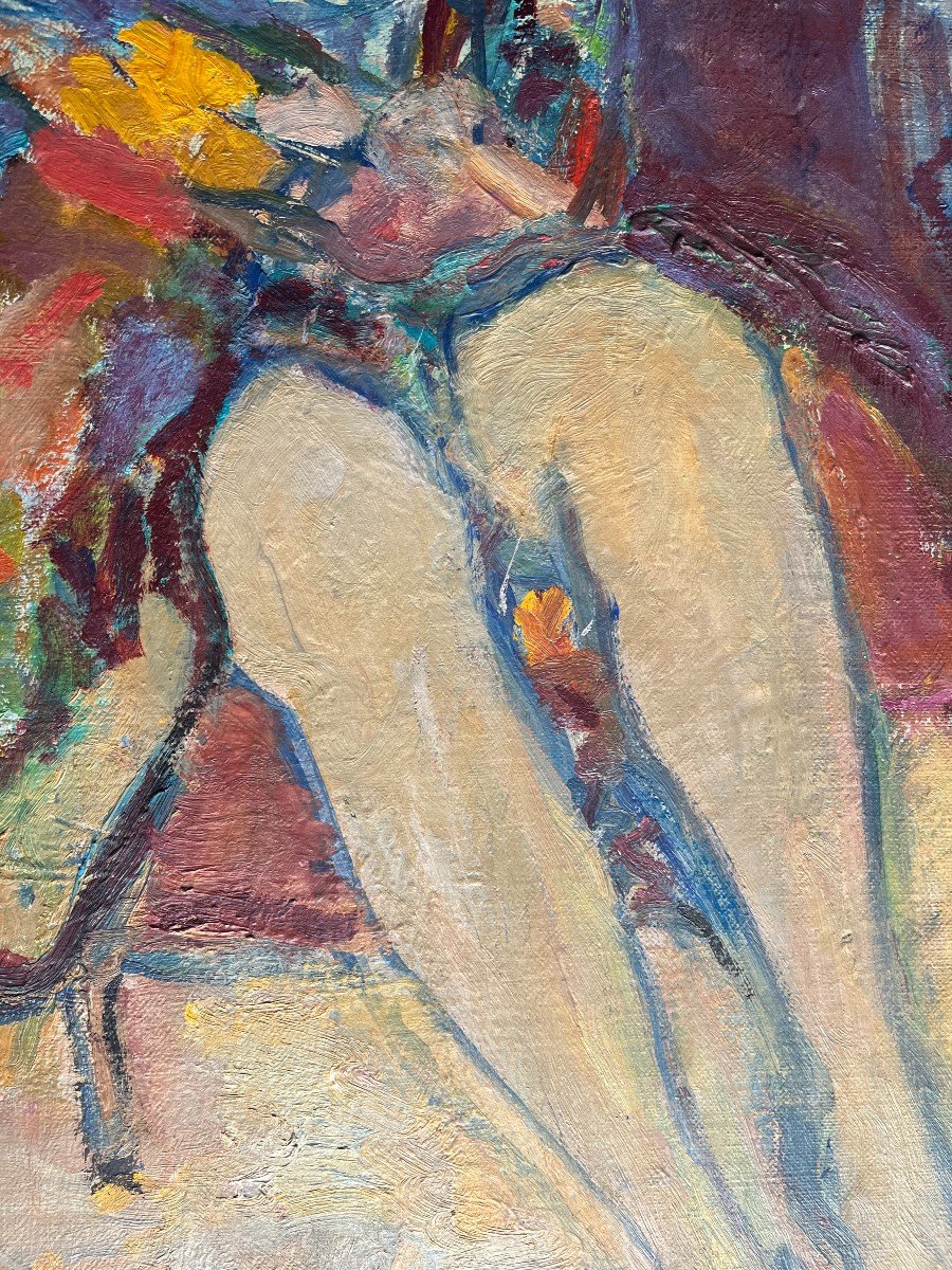 Seated Woman, 20th Century, Signed Forveille On The Reverse, Oil On Canvas, 65 X 54 Cm, Unframed-photo-2