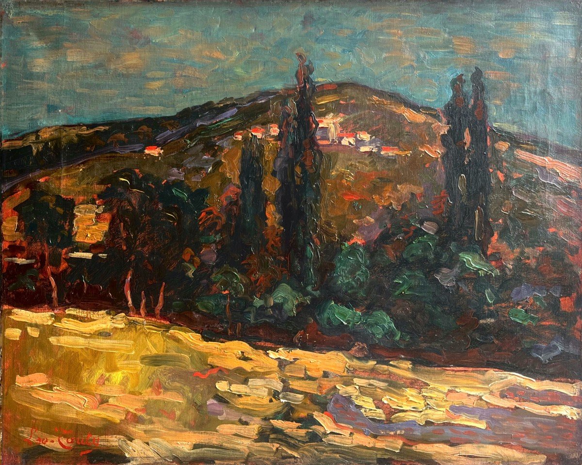 Paysage De Provence, XXe, Signé, Huile Sur Toile, 50x65cm, Sans Cadre