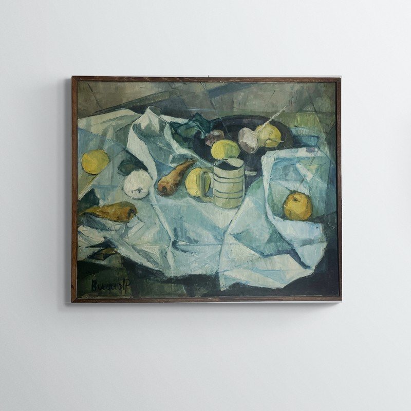 Nature Morte, Signé Pierre Buquet, XXe, Huile Sur Toile, 62,5x75,5cm, Avec Cadre-photo-1