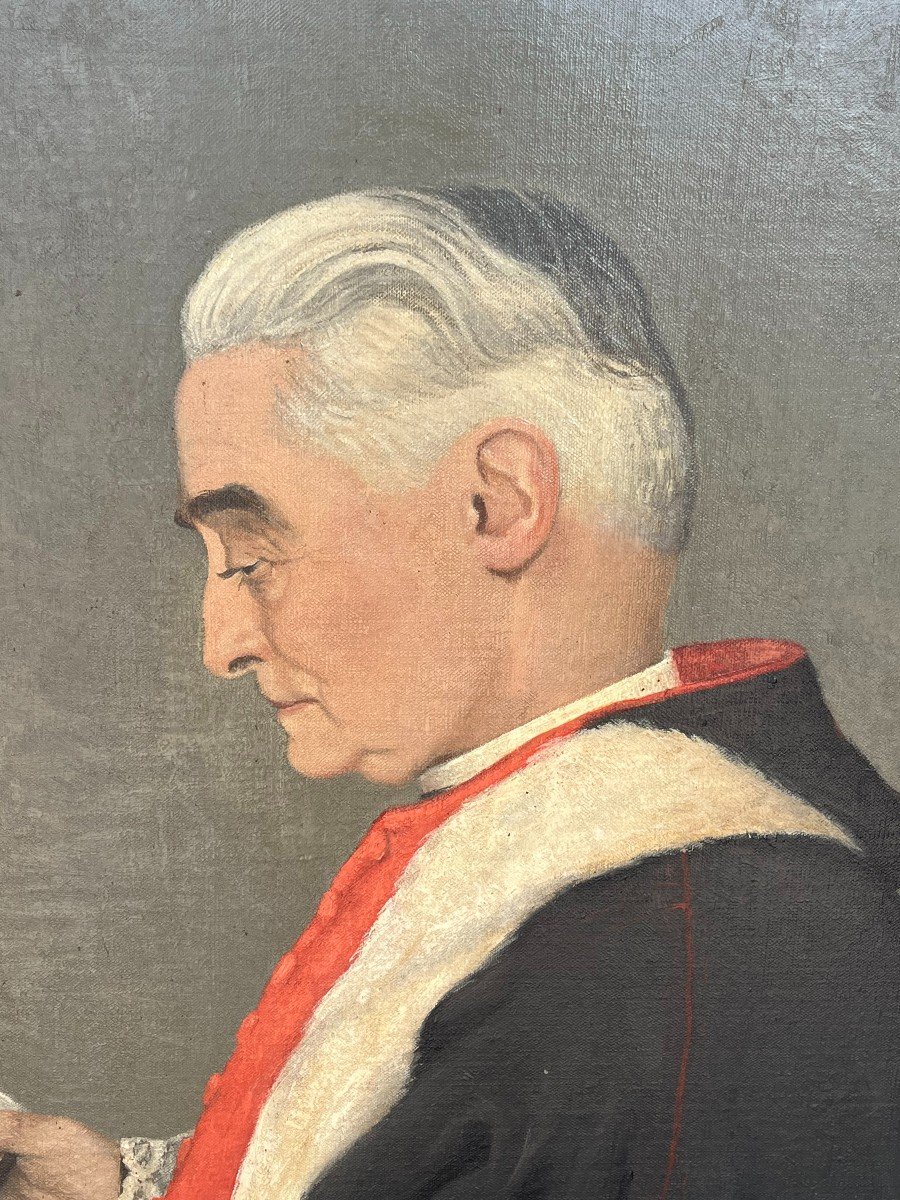 J Charpy, Portrait d'Un Prêtre Lisant, 1933, Huile Sur Toile, Signé, 128x97 Cm, Avec Cadre-photo-3