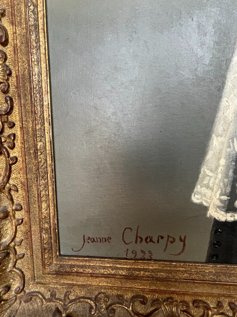 J Charpy, Portrait Of A Priest Reading, 1933, Oil On Canvas, Signed, 128x97 Cm, With Frame-photo-2