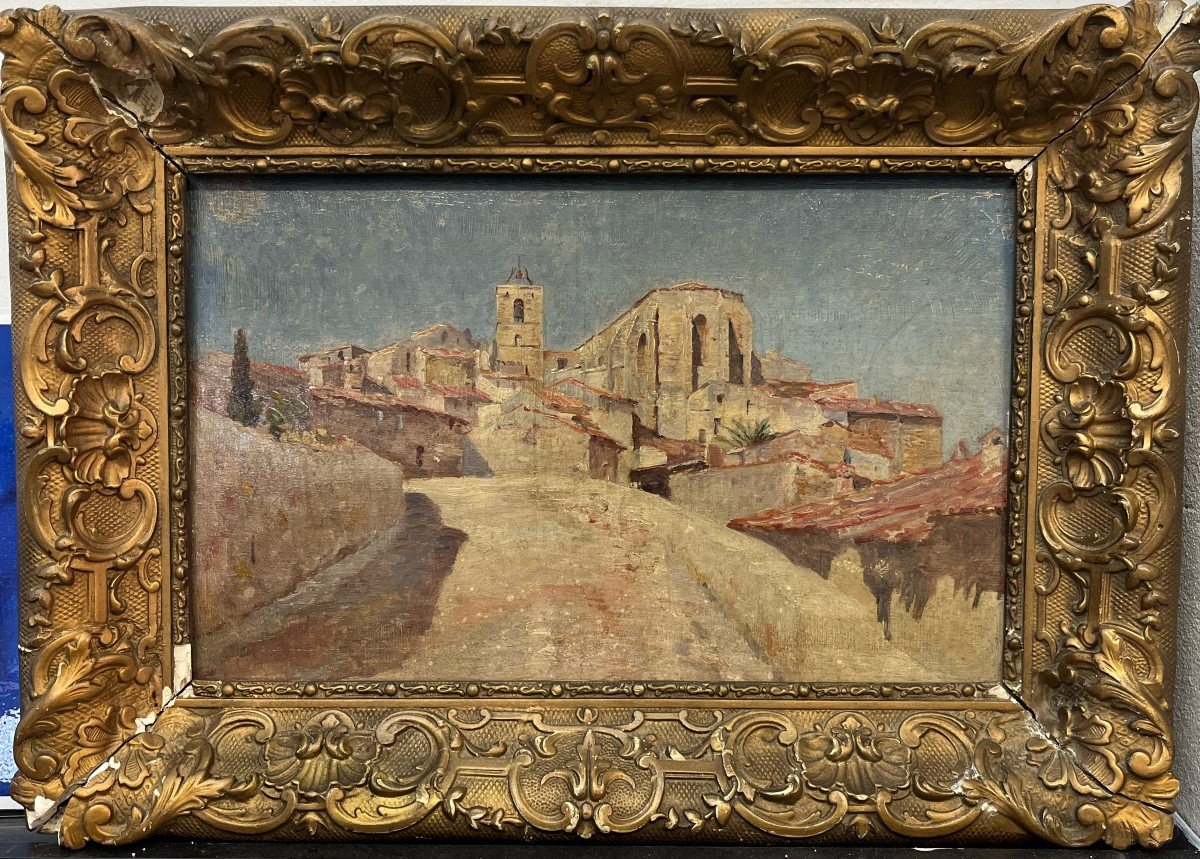 View From The South, 20th Century, Oil On Wood, 35x22 Cm Without Frame 