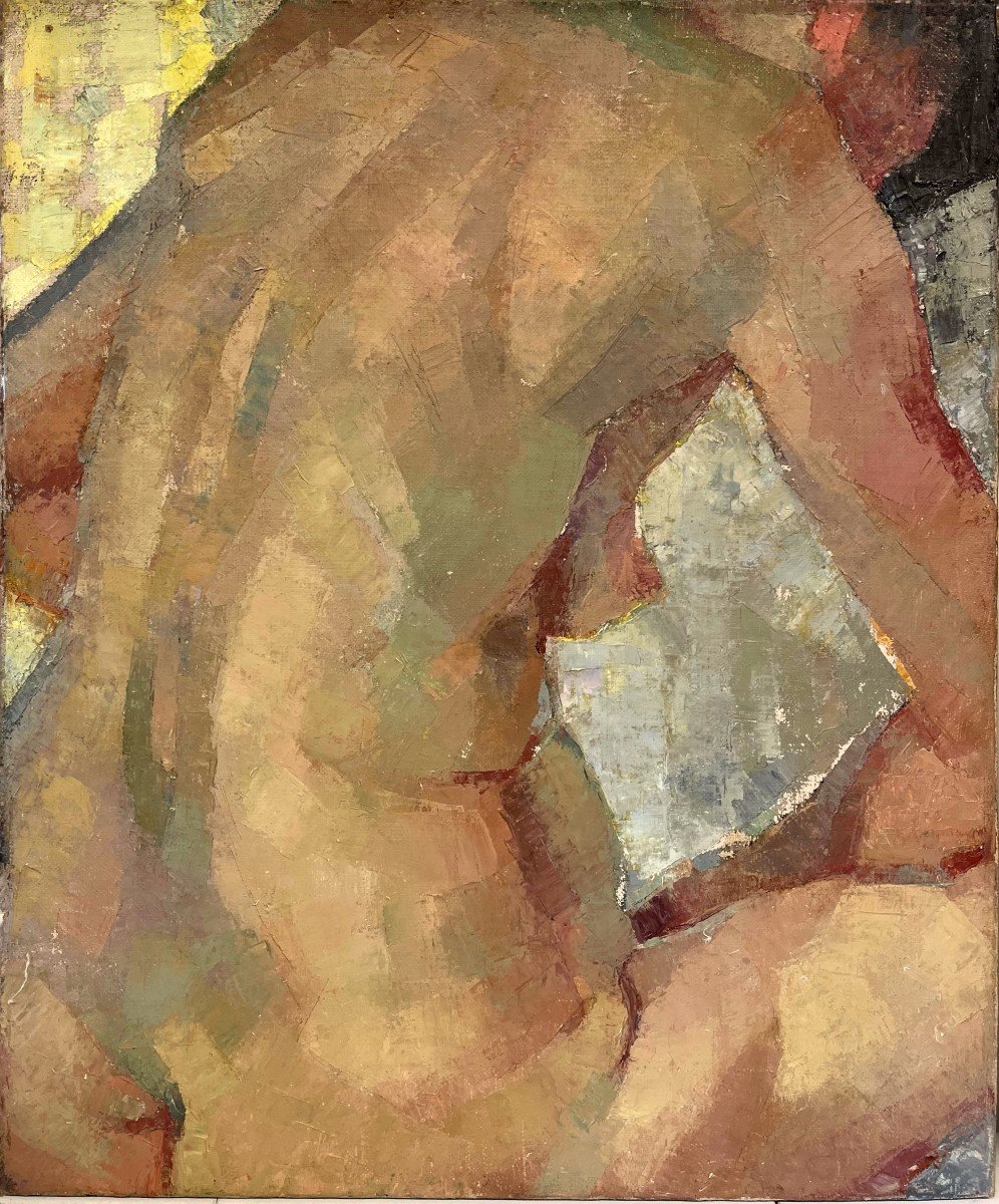 J Dulac (1902-1968), Dos De Femme Nue Assise, XXe, Huile Sur Toile, Signé, 65x54cm, Sans Cadre