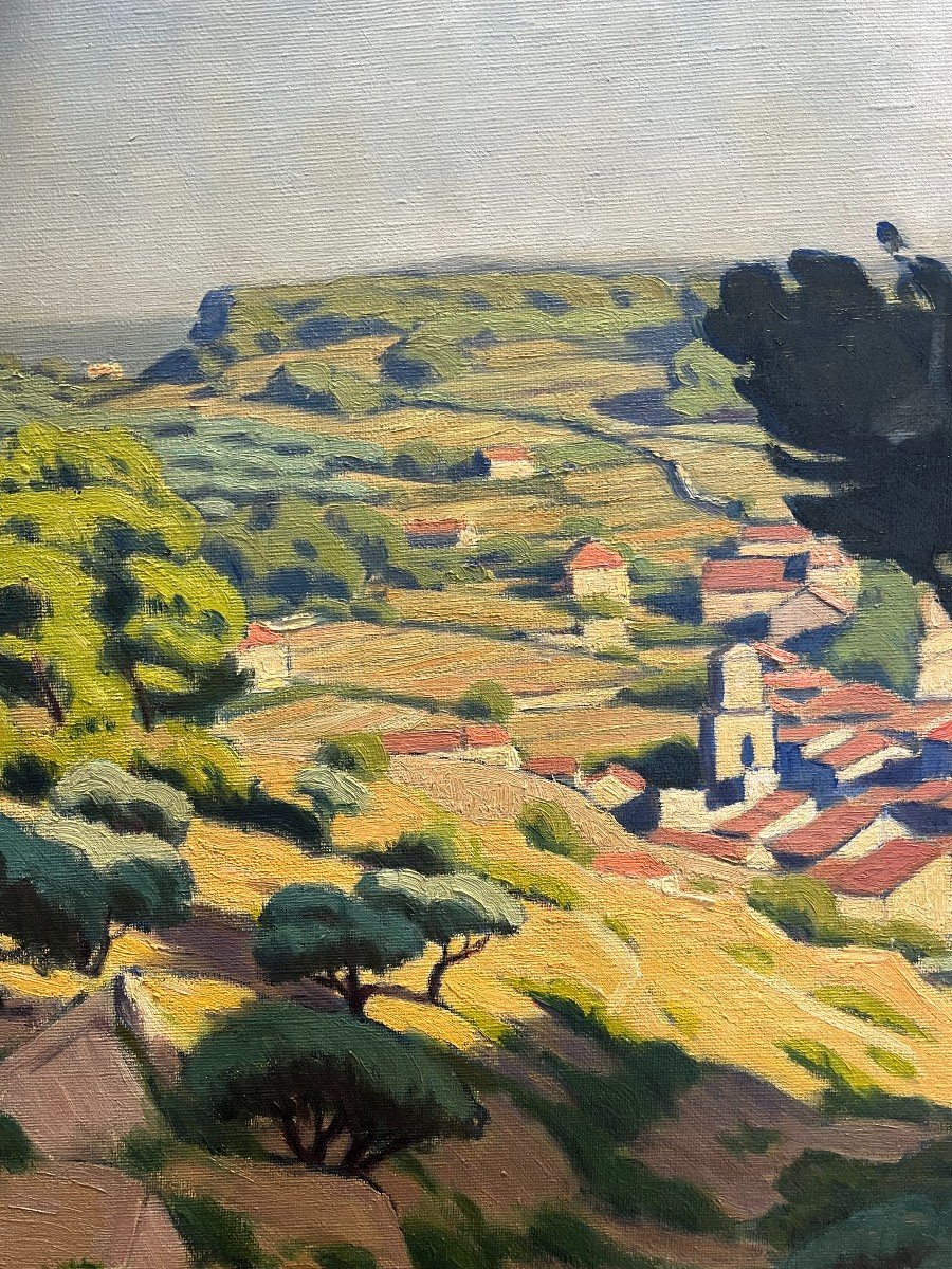 Landscape Bay Of Sanary - Six-fours, Signed Charles Victor Guilloux, 20th Century, Oil On Canvas-photo-1