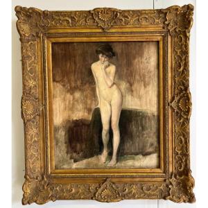 Huile Sur Toile - Jeune Fille Nue