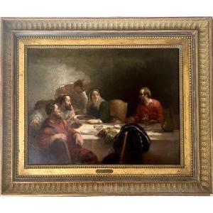 M Guindon (1831-1918), The Festive Meal, 19th Century, Oil On Canvas, Signed, 46x65cm, With Frame