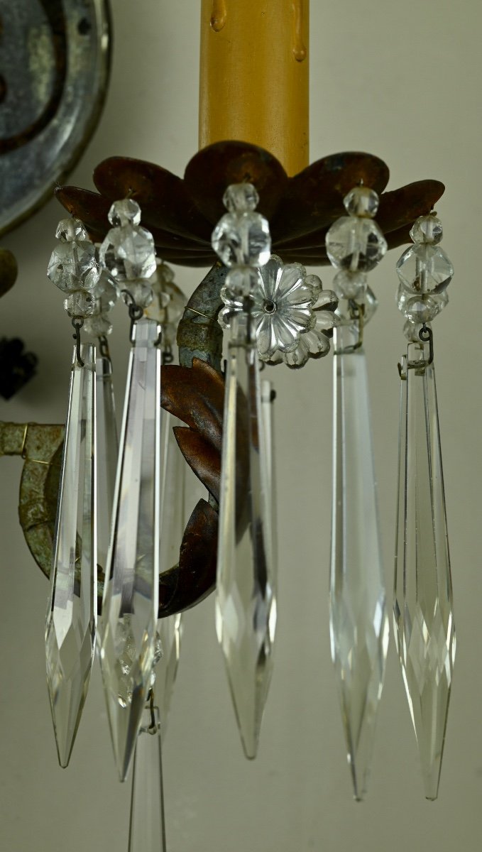 Pair Of églomized Glass Sconces-photo-4