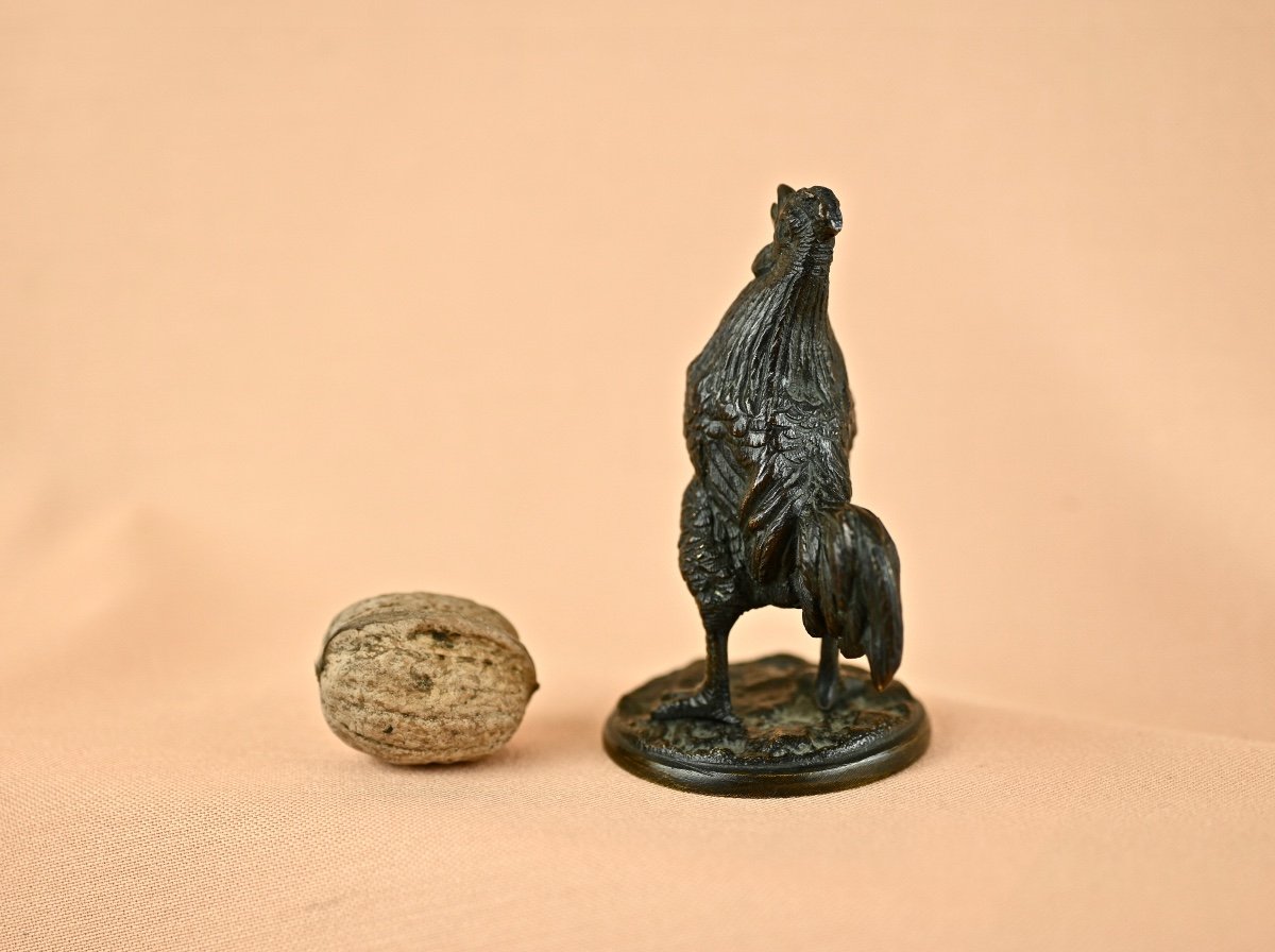 Small Bronze Singing Rooster-photo-3