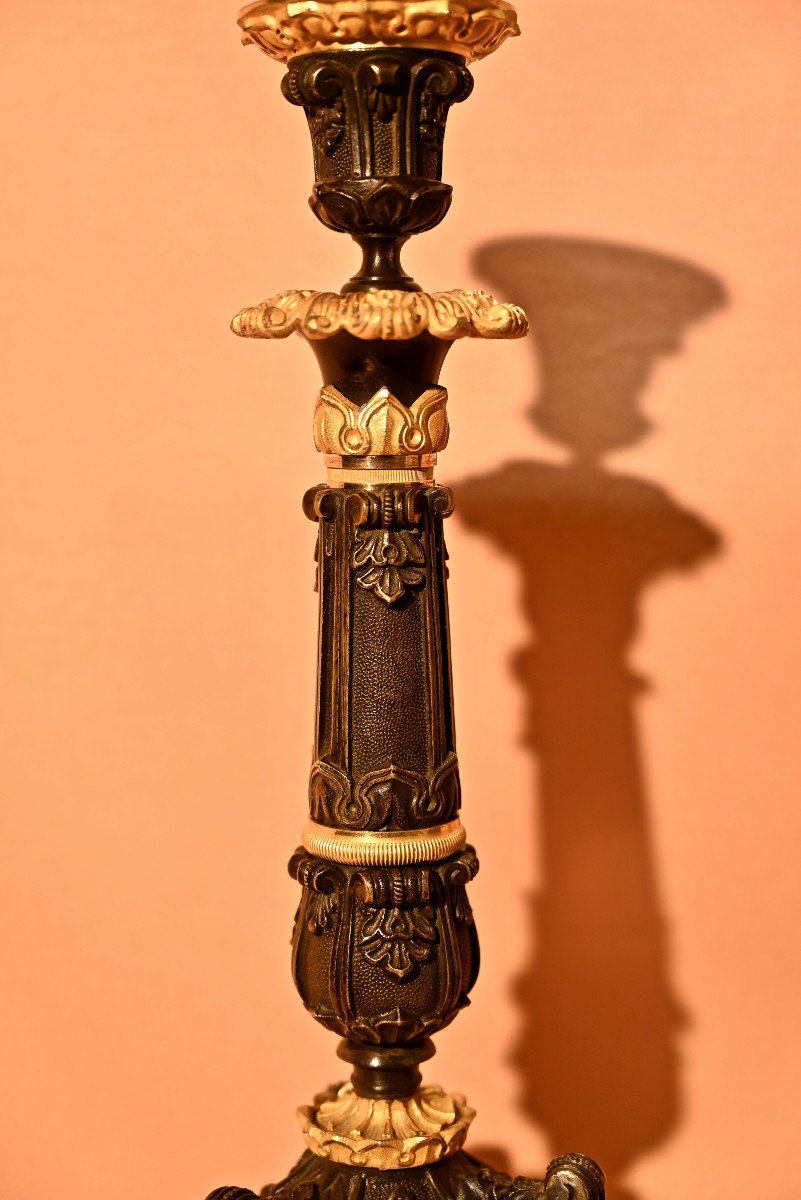 Pair Of 19th Century Bronze Torches-photo-3