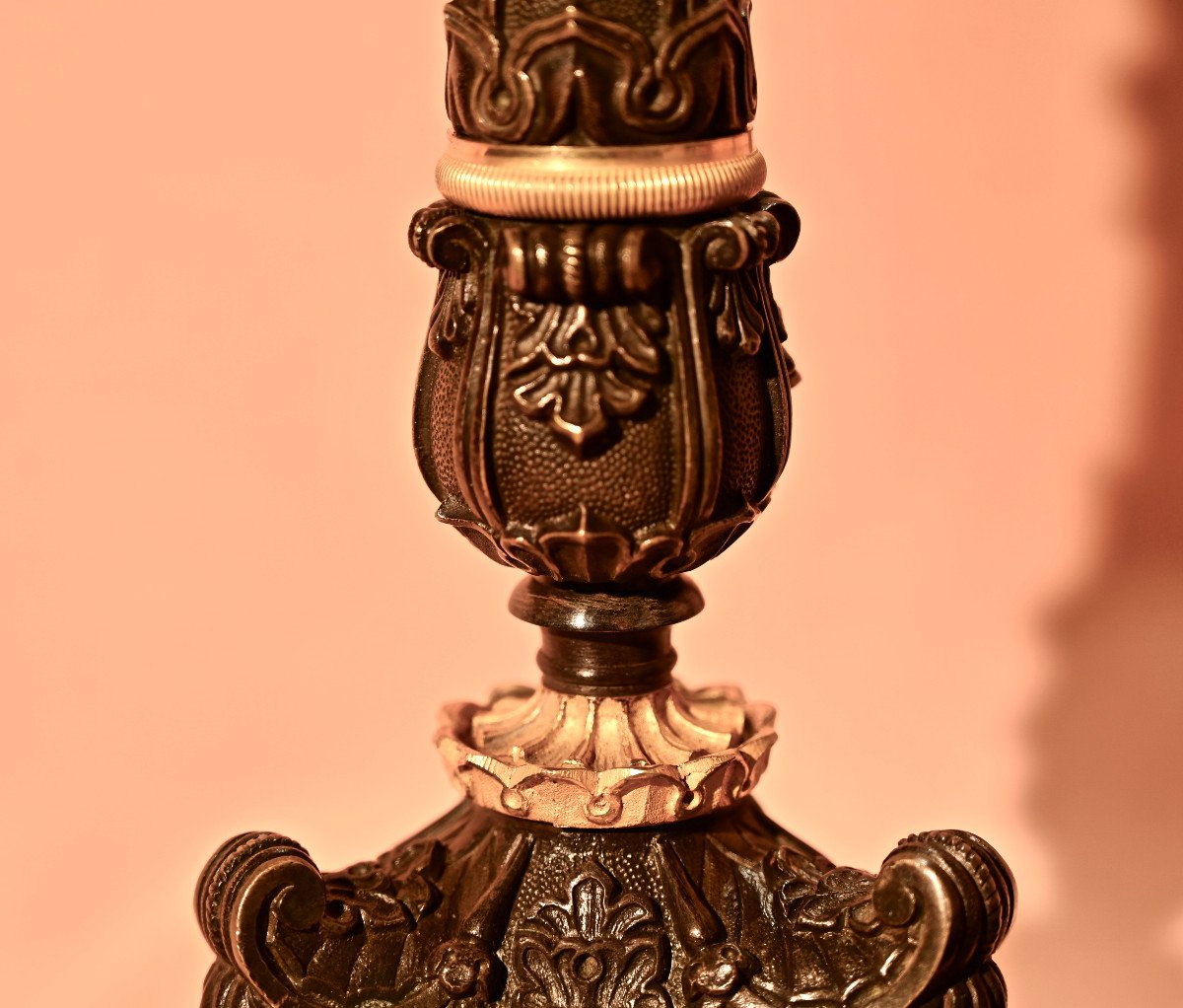 Pair Of 19th Century Bronze Torches-photo-3