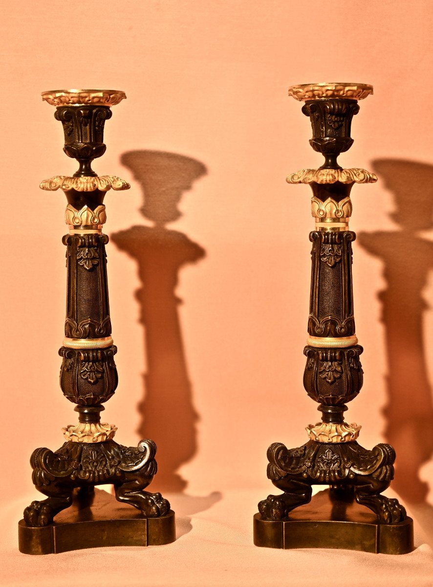 Pair Of 19th Century Bronze Torches