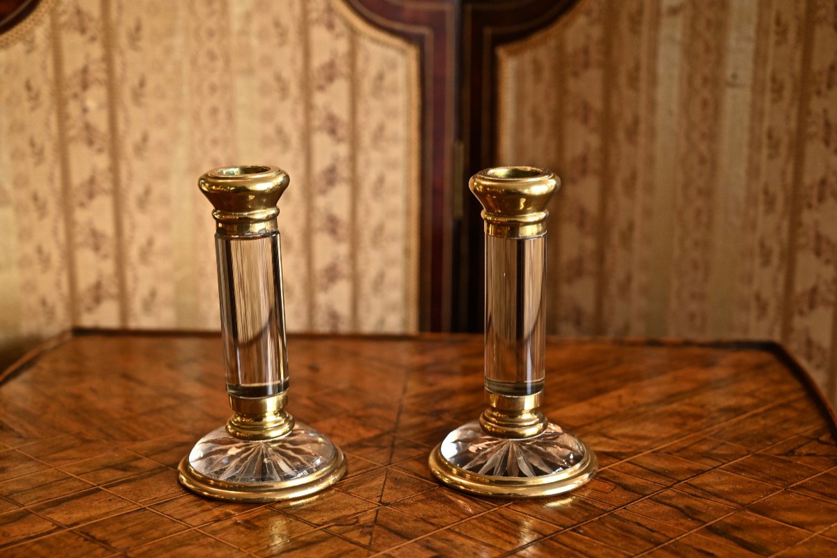 Small Pair Of Crystal Candlesticks