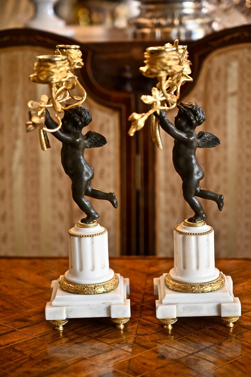 Pair Of Candelabra With Putti N III-photo-3