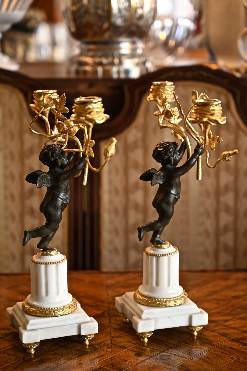 Pair Of Candelabra With Putti N III-photo-3