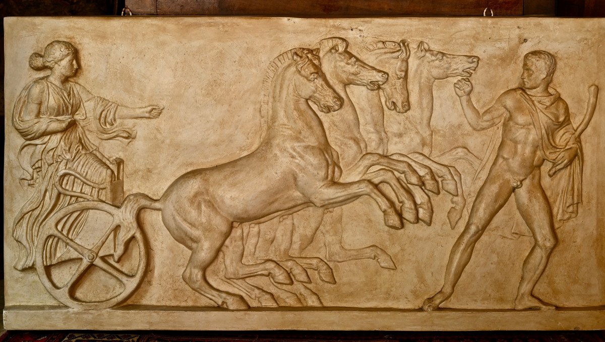 Greek Bas-relief "decoration Of A Quadriga"