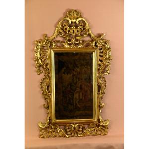 Miroir Italien Bois Sculpté Doré