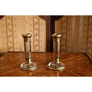 Small Pair Of Crystal Candlesticks