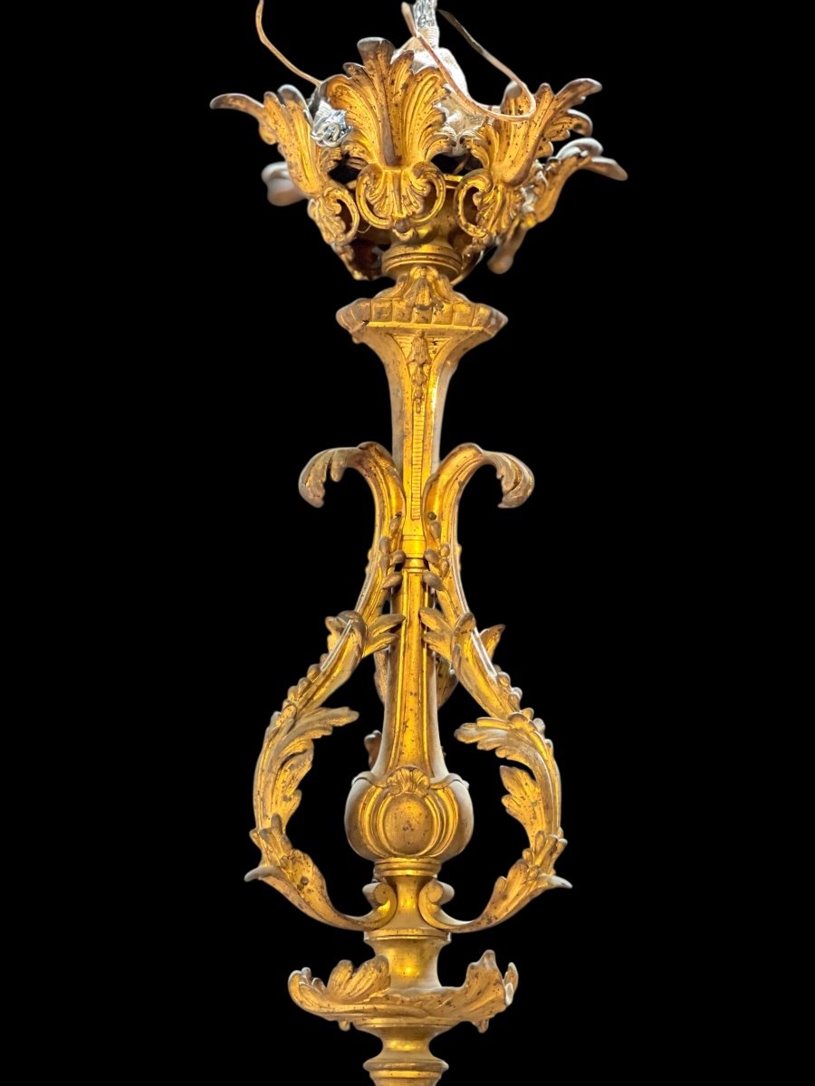 Large Louis XV Bronze Chandelier 19th Century Nap III Period-photo-3