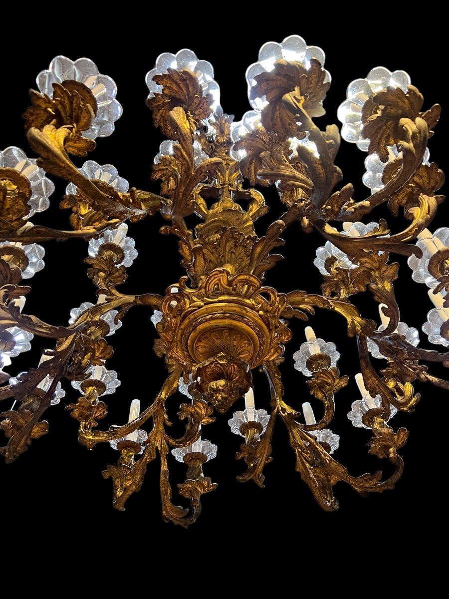 Large Louis XV Bronze Chandelier 19th Century Nap III Period-photo-1