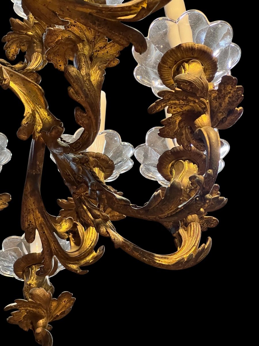 Large Louis XV Bronze Chandelier 19th Century Nap III Period-photo-3