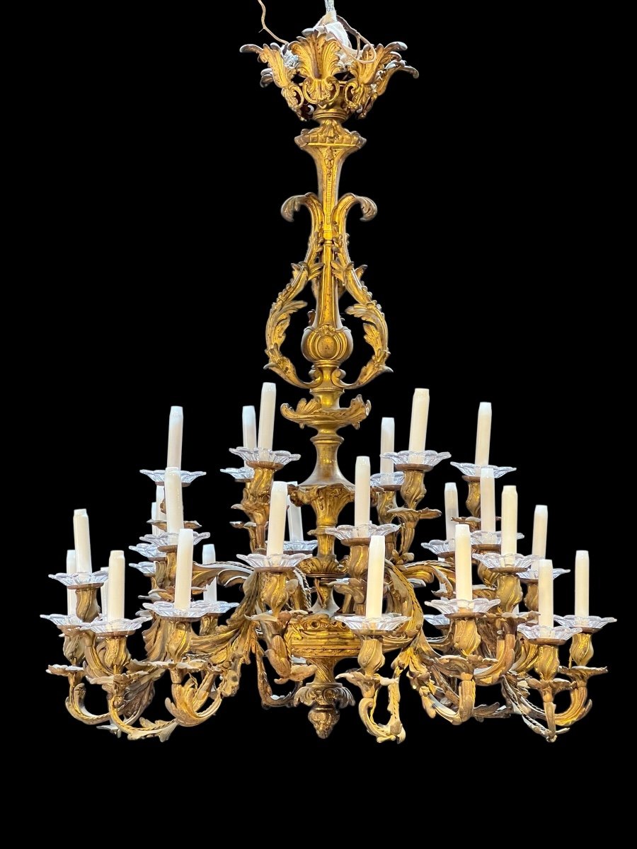 Large Louis XV Bronze Chandelier 19th Century Nap III Period