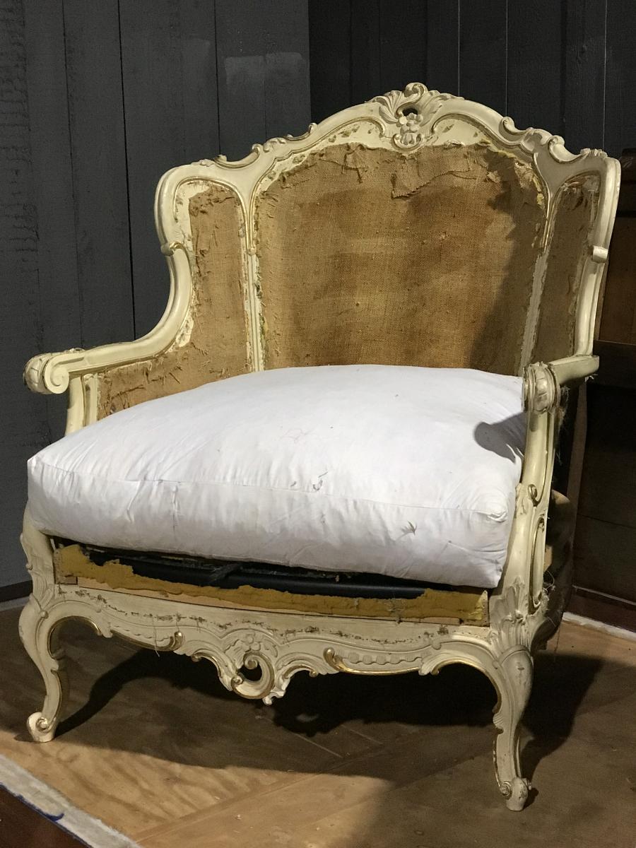 Pair Of Bergere Louis XV Patinée-photo-2