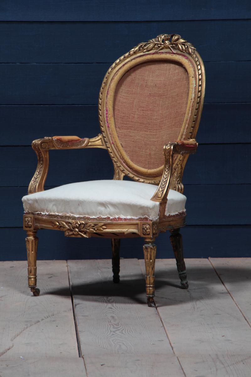 Fauteuil Louis XVI En Bois Doré d'époque Napoleon III