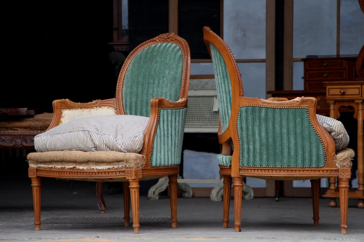 Pair Of Bergeres Louis XVI Style