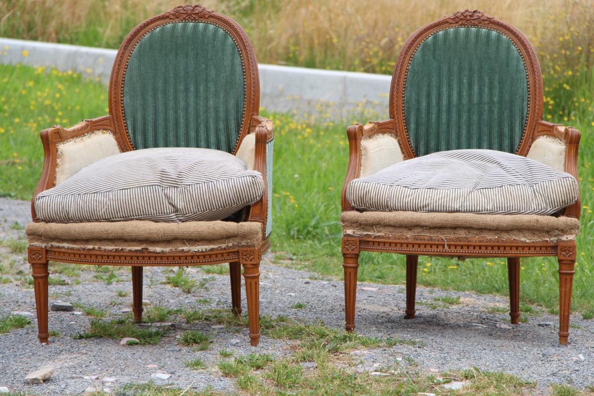 Pair Of Bergeres Louis XVI Style-photo-2