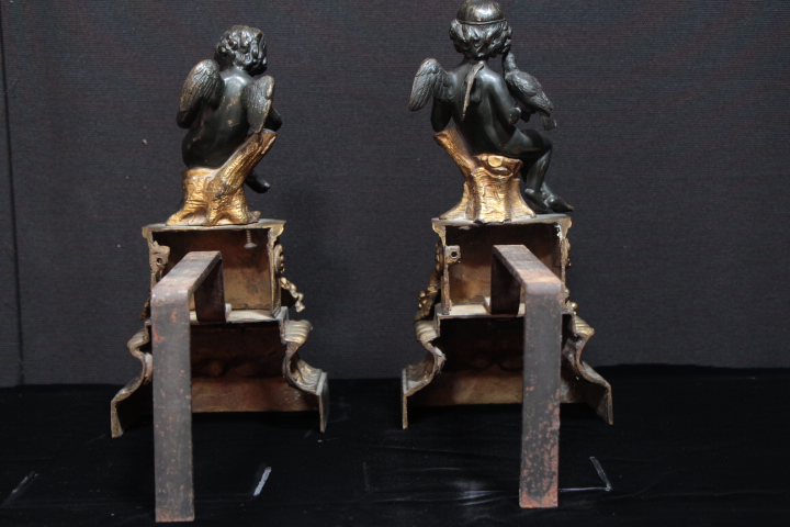 Pair Of Chenets Bronze Napoleon III Period-photo-1