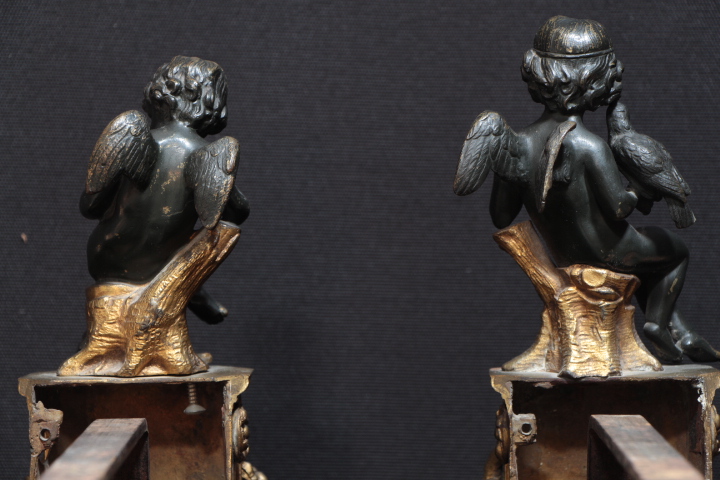 Pair Of Chenets Bronze Napoleon III Period-photo-2