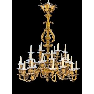 Large Louis XV Bronze Chandelier 19th Century Nap III Period