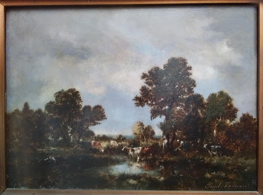 Gardienne De Vaches En Forêt De Fontainebleau. Paul Vernon. HSP 25 X 33 cm