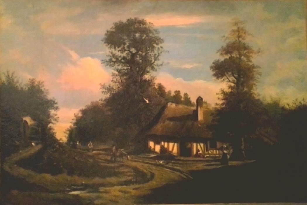 Paysage Animé à La Ferme, Normandie. Louis Cabat. HST 39.5 X 58.5 Cm