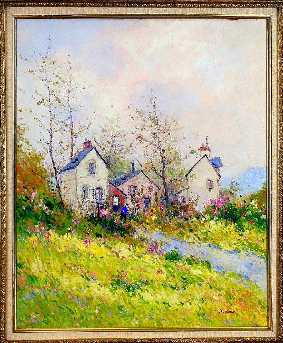 Paysage Au Jardin Fleuri En Automne (normandie). Jean Pierre Dubord. Hst 50 X 61 Cm