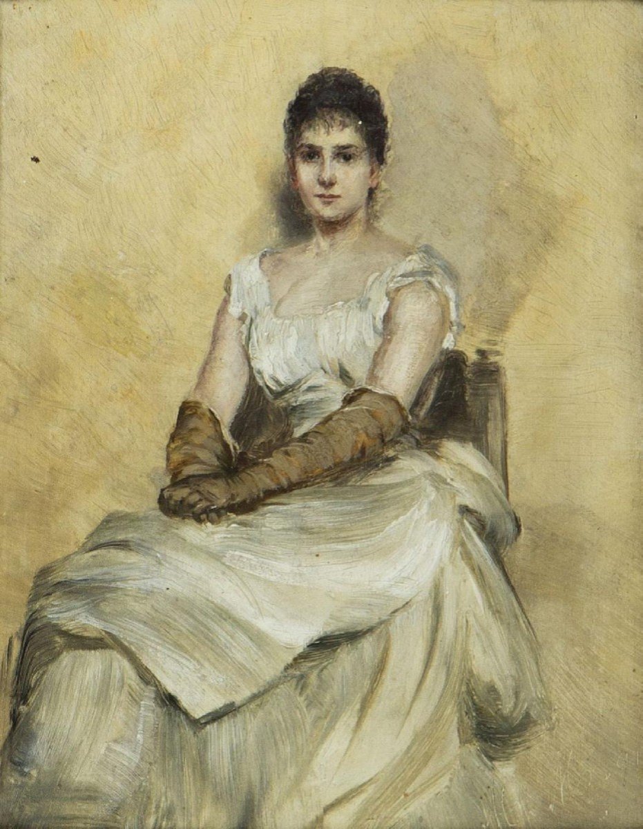 Portrait De Miss Grant. Hubert von Herkomer. Hsb 17 X 21.5 Cm