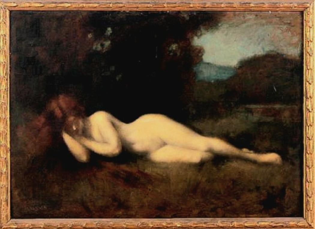 Nymph At The Source, For The 1903 Paris Salon. Jean Jacques Henner. Hsp 78 X 105 Cm