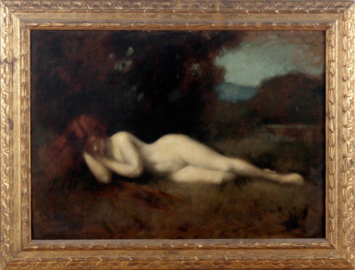 Nymphe endormie, Version Pour Le Salon De 1903 Paris. Jean Jacques Henner. Hsc 78 X 105 Cm