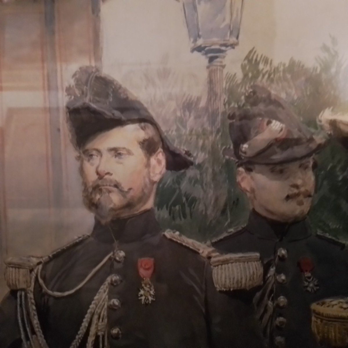 EDOUARD DETAILLE 1848+1912 Napoleon III - Revue au camp de Chalon. Gouache 73 X 66 cm-photo-2