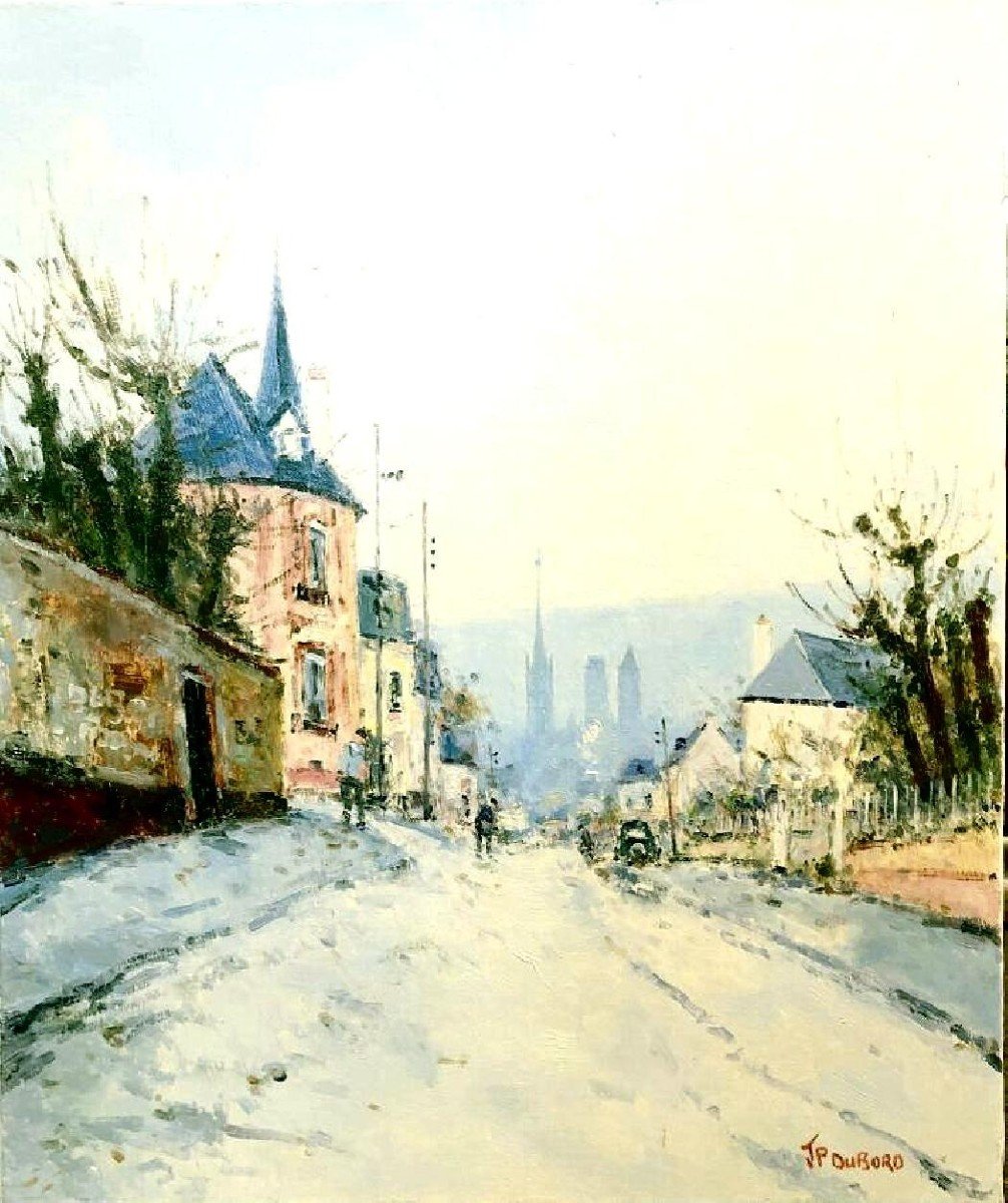 Jean Pierre Dubord (1949+) View Of Rouen, Rue d' Etancourt, O/c 54 X 46 Cm